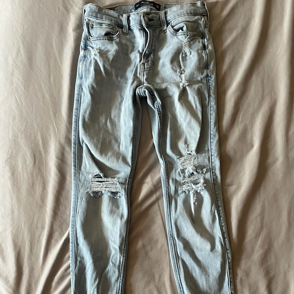 Light blue hollister ripped jeans